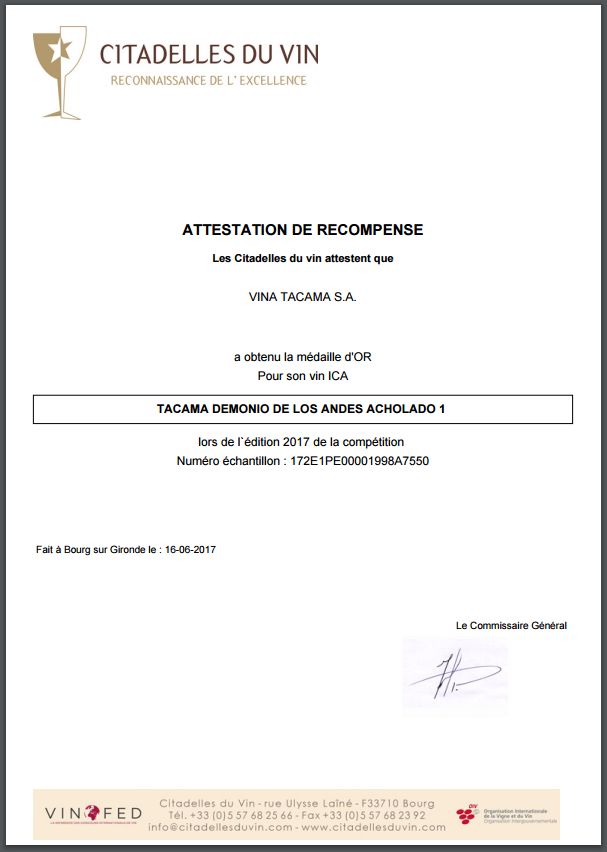 premio tacama vino