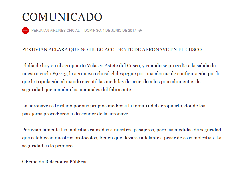 comunicado peruvian