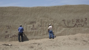 Realizan pintas en muro del complejo arqueol&oacute;gico de Chan Chan