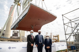 Realizan ceremonia de la moneda al segundo buque Seaside EVO de MSC Cruceros en astillero de Italia