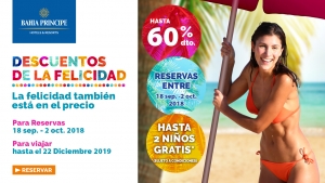 Vuelven los descuentos de la felicidad a BAHIA PRINCIPE con rebajas del 60%