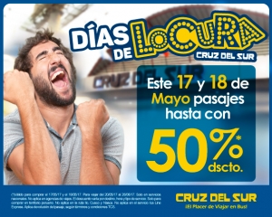 D&iacute;as de locura: CRUZ DEL SUR oferta pasajes hasta a mitad de precio