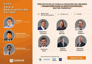 Canatur organiza foro para proyecto de ley para creaci&oacute;n de r&eacute;gimen transitorio para  la reactivaci&oacute;n del turismo